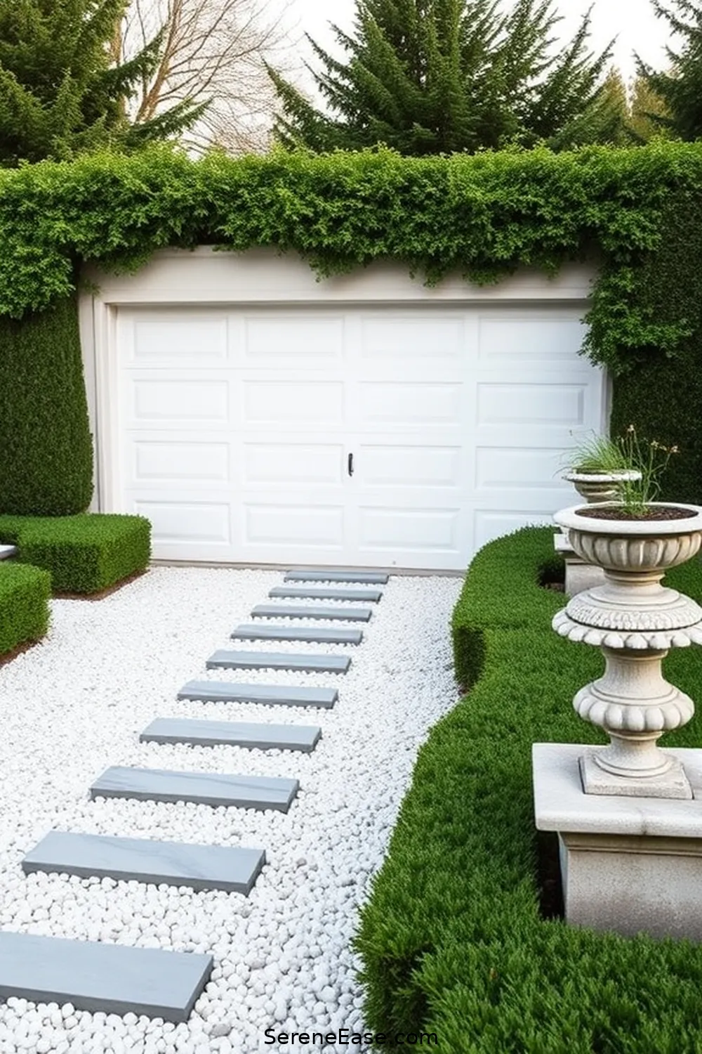 24 Ways to Achieve Monochromatic Garage in Modern Farmhouse Style 15 Add Monochromatic Landscaping for 24 Ways to Achieve Monochromatic Garage in Modern Farmhouse Style