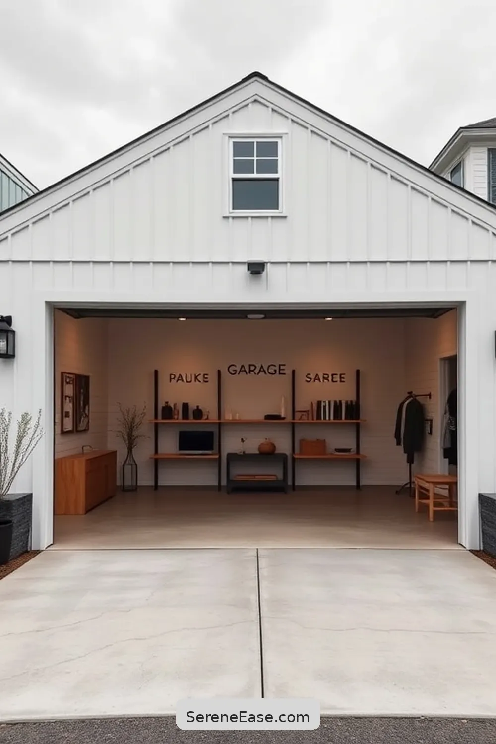 24 Ways to Achieve Monochromatic Garage in Modern Farmhouse Style 22 Install a Simplistic Signage for 24 Ways to Achieve Monochromatic Garage in Modern Farmhouse Style
