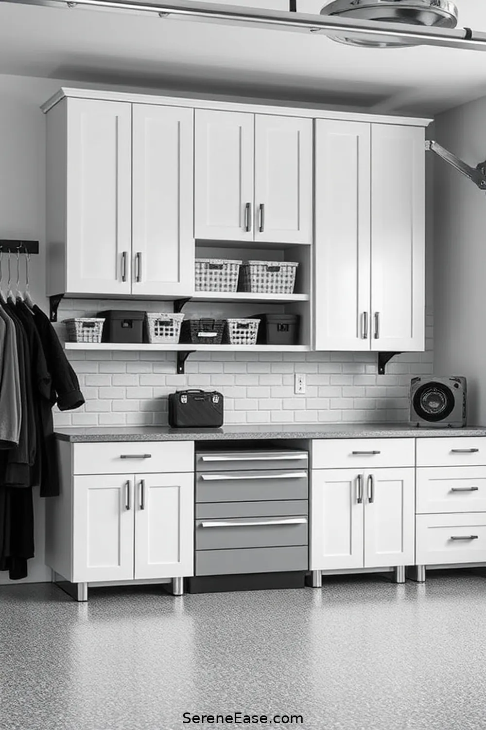 24 Ways to Achieve Monochromatic Garage in Modern Farmhouse Style 23 Use Monochrome Storage Solutions for 24 Ways to Achieve Monochromatic Garage in Modern Farmhouse Style