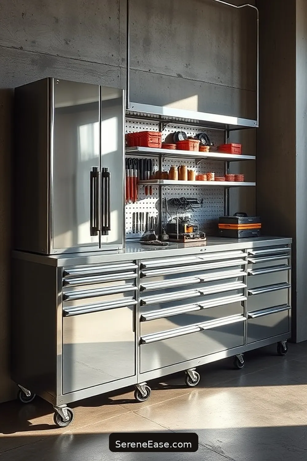 24 Ways to Add Metallic Accents in a Minimalist Garage Style 4 Chrome Tool Storage for 24 Ways to Add Metallic Accents in a Minimalist Garage Style
