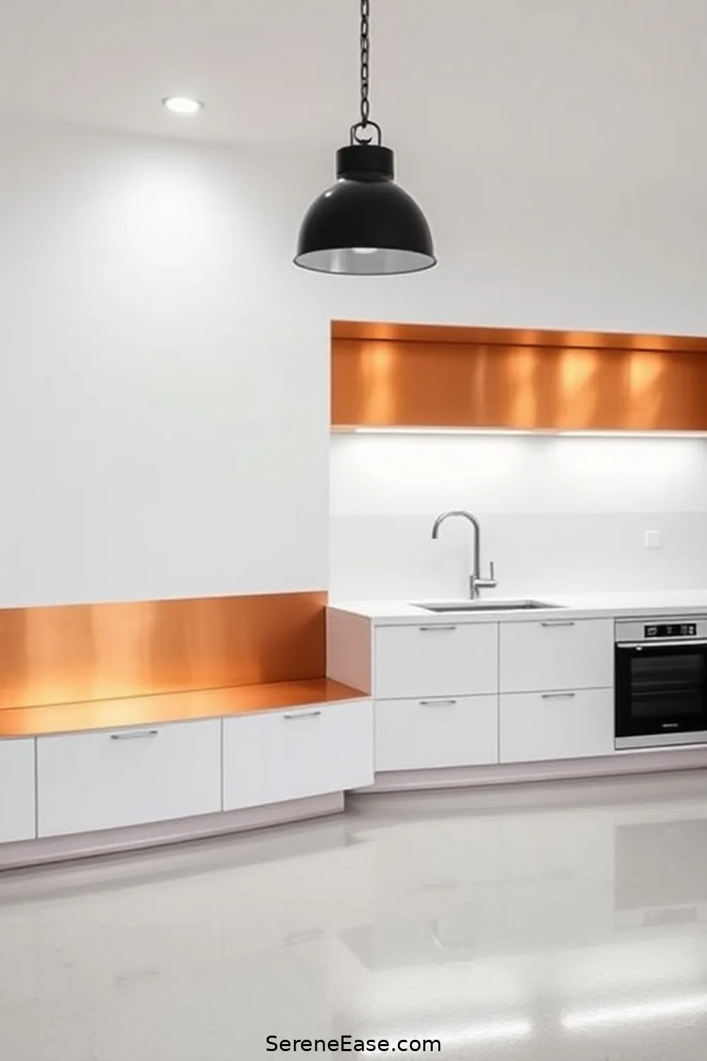 24 Ways to Add Metallic Accents in a Minimalist Garage Style 7 Copper Backsplash for 24 Ways to Add Metallic Accents in a Minimalist Garage Style