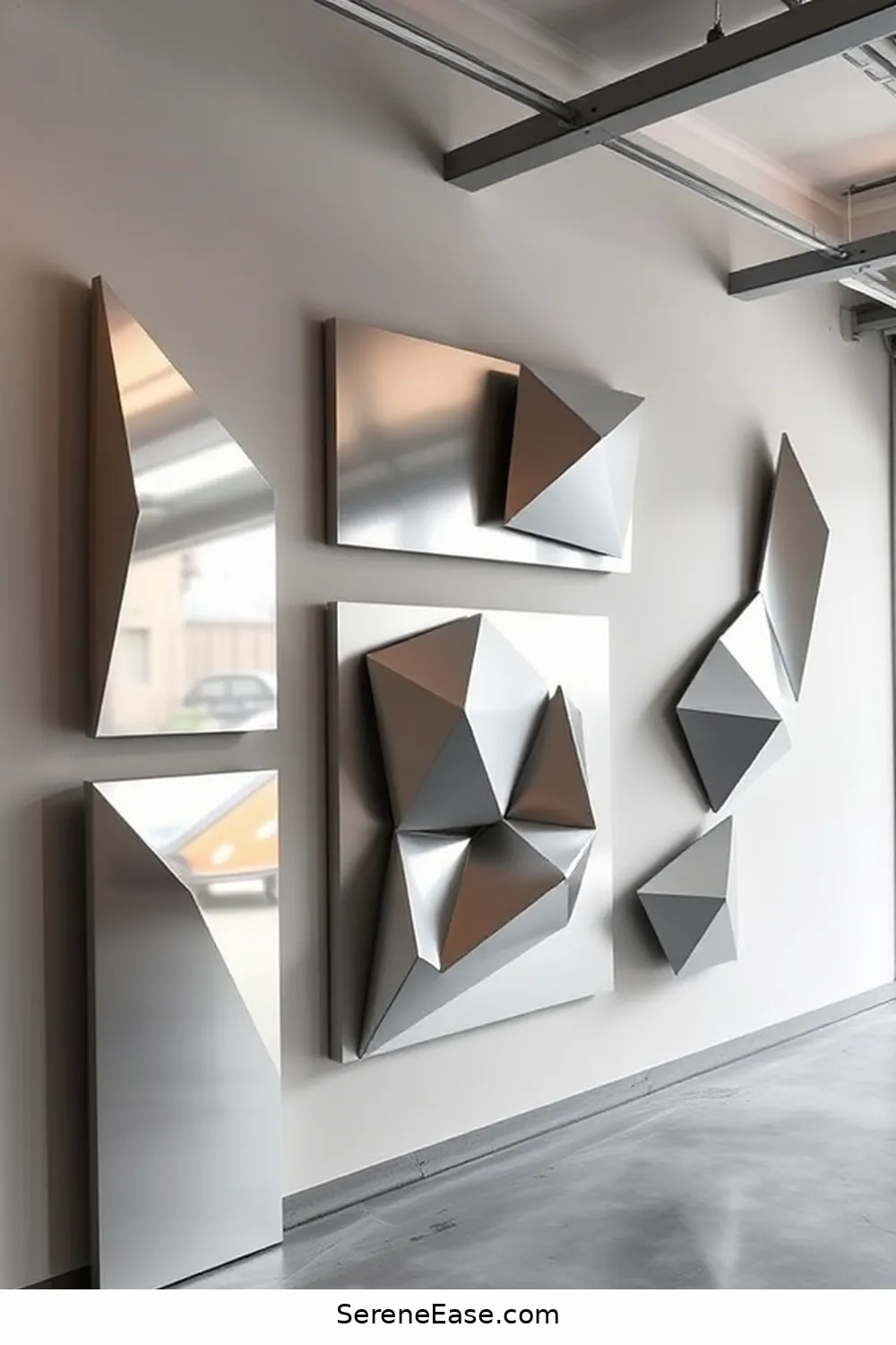 24 Ways to Add Metallic Accents in a Minimalist Garage Style 2 Metallic Wall Art for 24 Ways to Add Metallic Accents in a Minimalist Garage Style