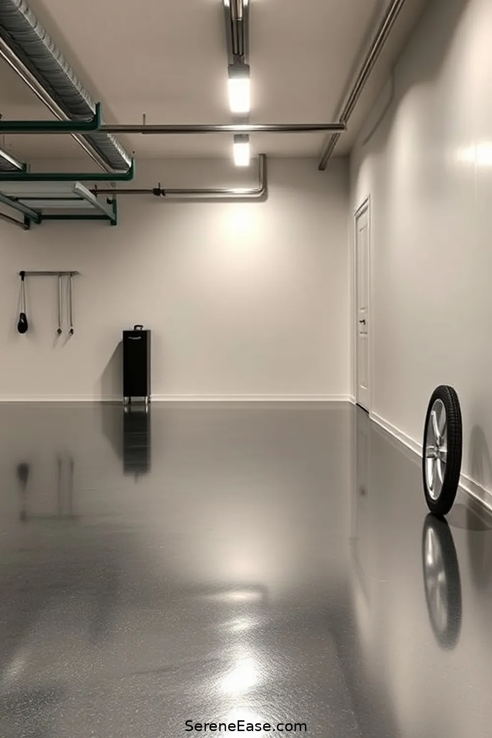 24 Ways to Add Metallic Accents in a Minimalist Garage Style 11 Reflective Flooring for 24 Ways to Add Metallic Accents in a Minimalist Garage Style