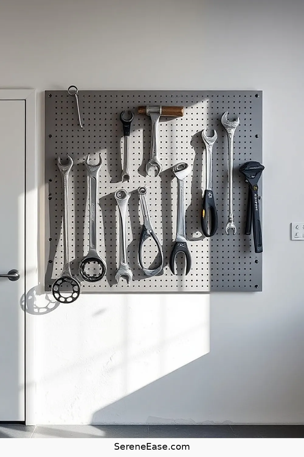24 Ways to Add Metallic Accents in a Minimalist Garage Style 15 Steel Pegboard for 24 Ways to Add Metallic Accents in a Minimalist Garage Style