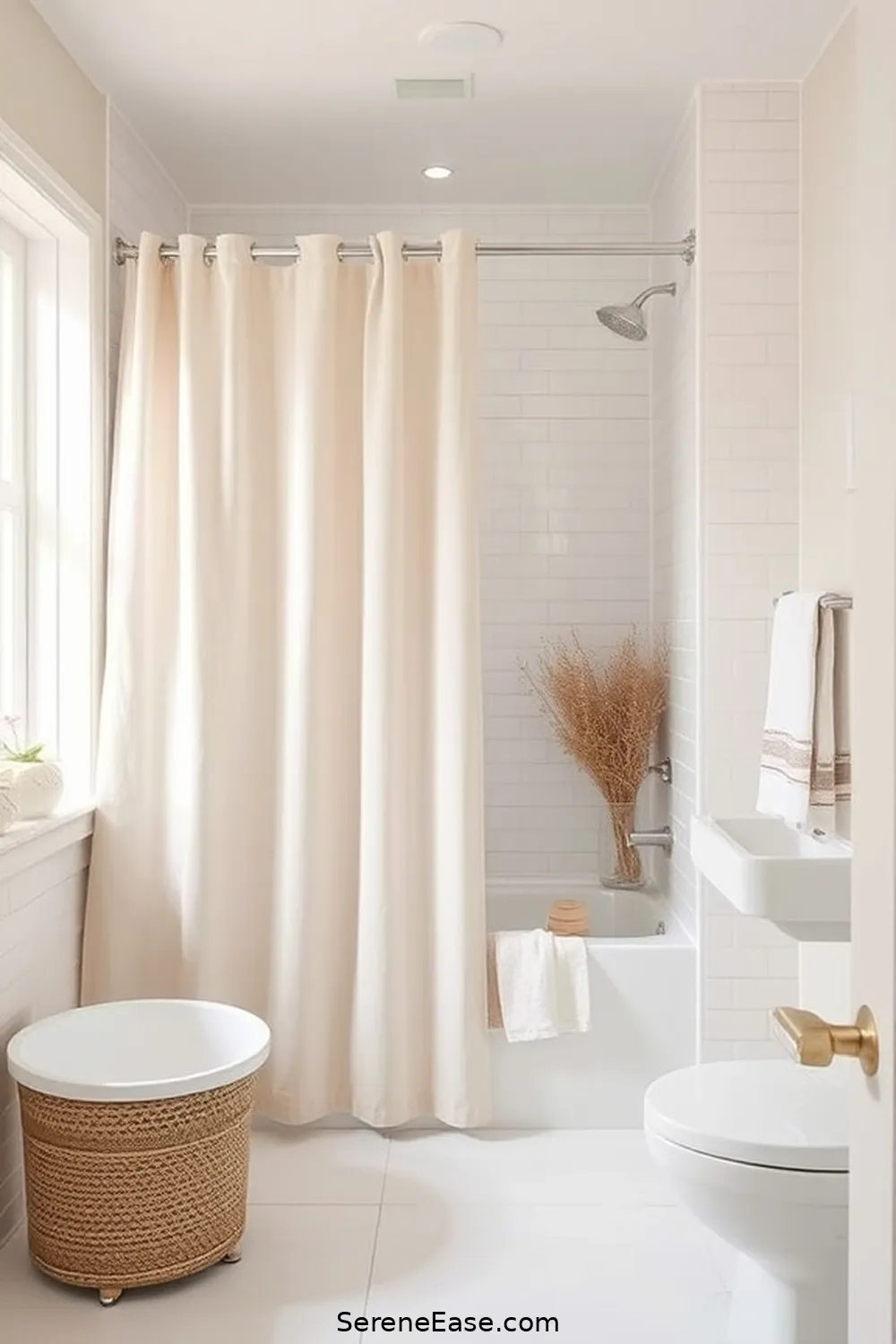 24 Ways to Create a Monochromatic Coastal Style Bathroom 15 Choose a Monochromatic Shower Curtain for 24 Ways to Create a Monochromatic Coastal Style Bathroom