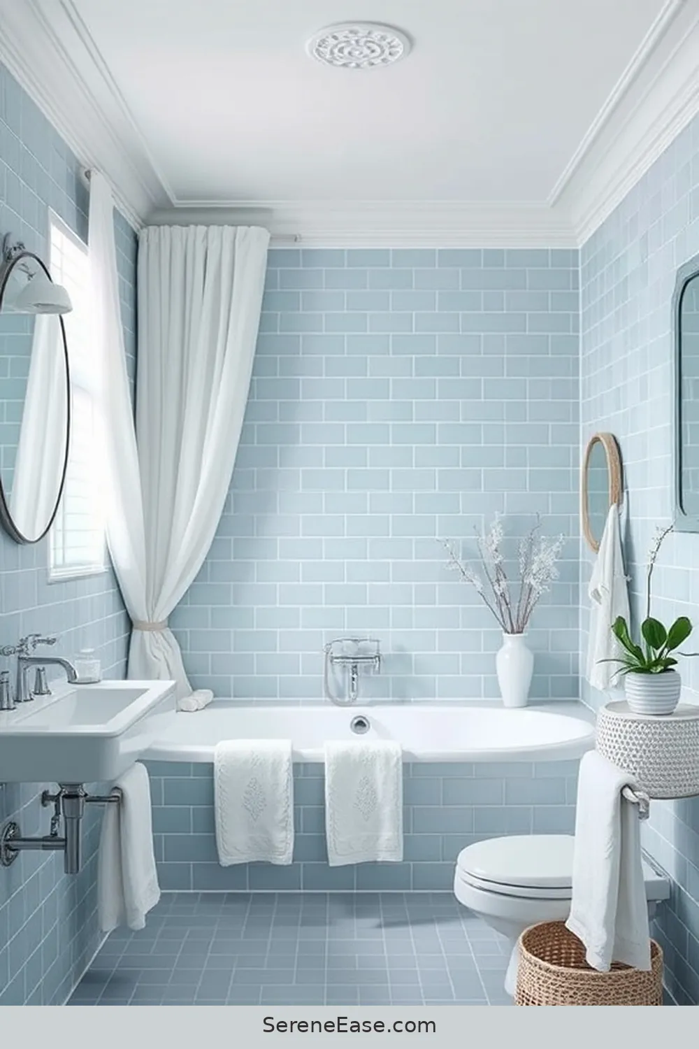 24 Ways to Create a Monochromatic Coastal Style Bathroom 2 Choose a Soft Blue Color Palette for 24 Ways to Create a Monochromatic Coastal Style Bathroom