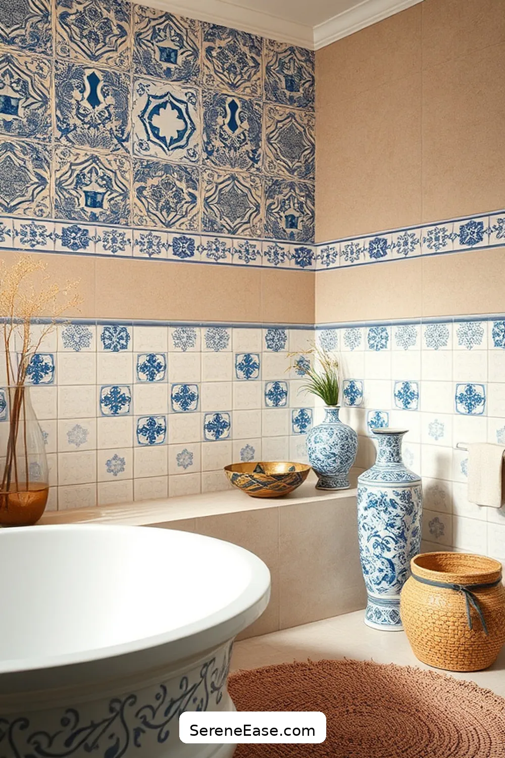 24 Ways to Create a Monochromatic Coastal Style Bathroom 19 Incorporate Blue and White Ceramics for 24 Ways to Create a Monochromatic Coastal Style Bathroom