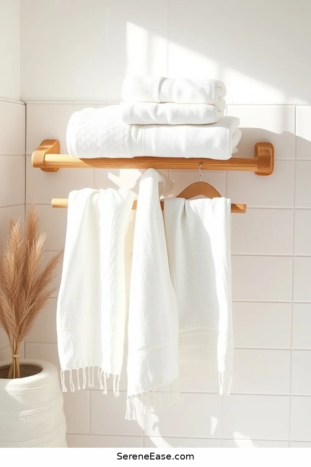 24 Ways to Create a Monochromatic Coastal Style Bathroom 17 Use Light Linen Towels for 24 Ways to Create a Monochromatic Coastal Style Bathroom
