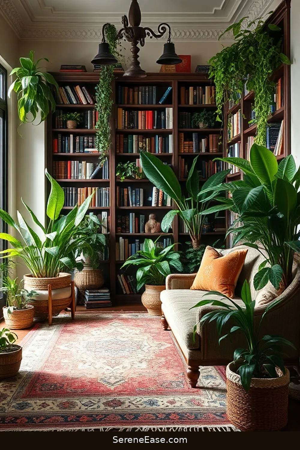 24 Ways to Embrace Monochromatic Library Bohemian Style 8 Add Greenery With Potted Plants for 24 Ways to Embrace Monochromatic Library Bohemian Style
