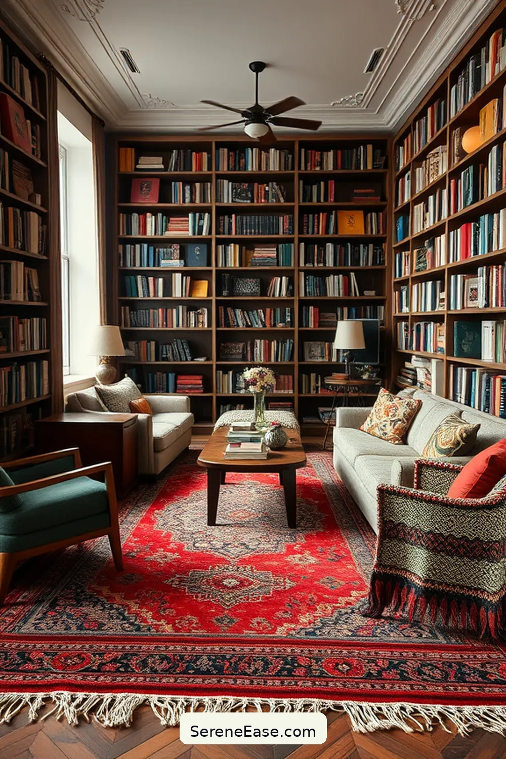 24 Ways to Embrace Monochromatic Library Bohemian Style 4 Layer Rugs for Depth for 24 Ways to Embrace Monochromatic Library Bohemian Style
