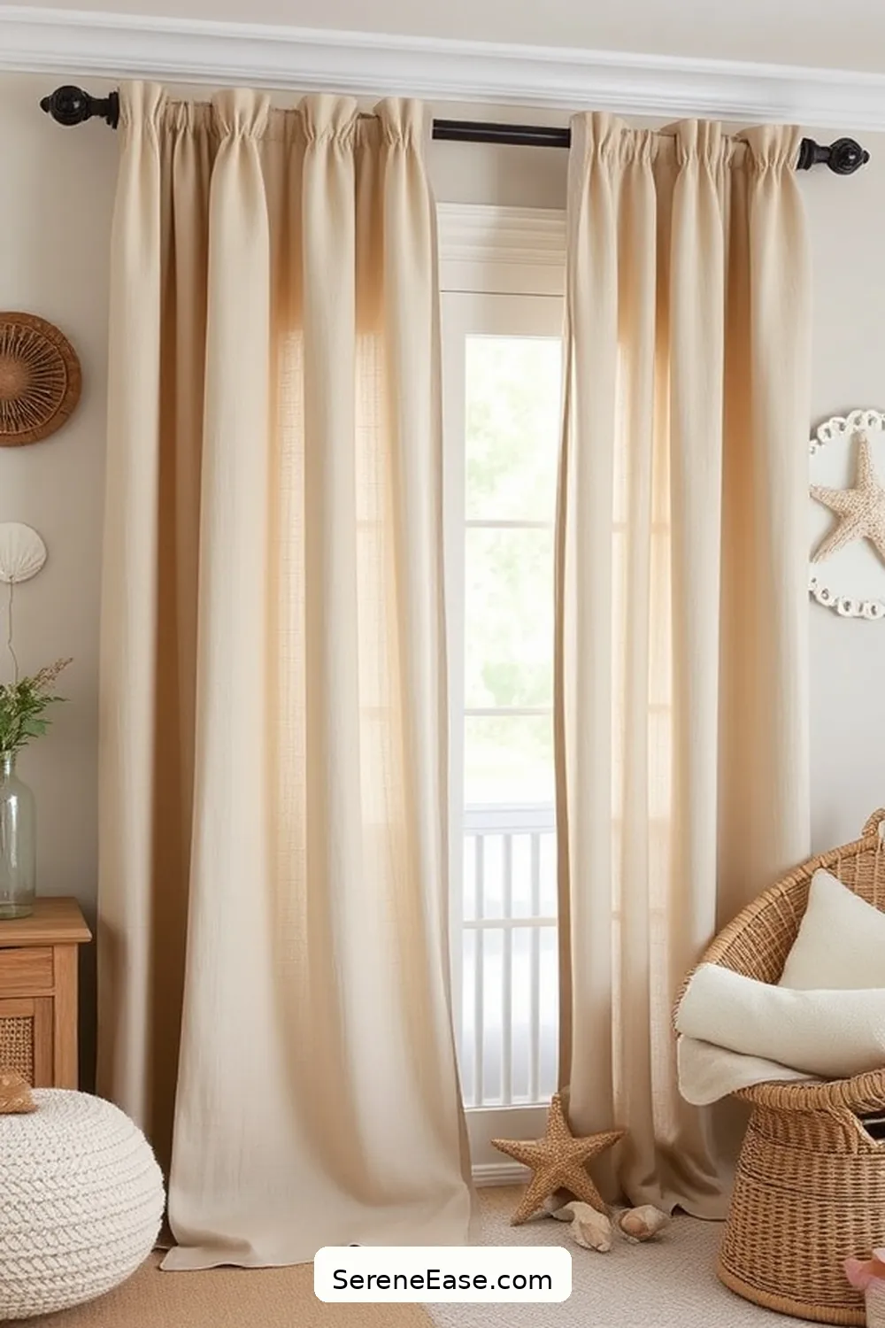 24 Ways to Incorporate Earth Tones in Coastal Nursery Style 11 Hang Natural Fiber Curtains for 24 Ways to Incorporate Earth Tones in Coastal Nursery Style