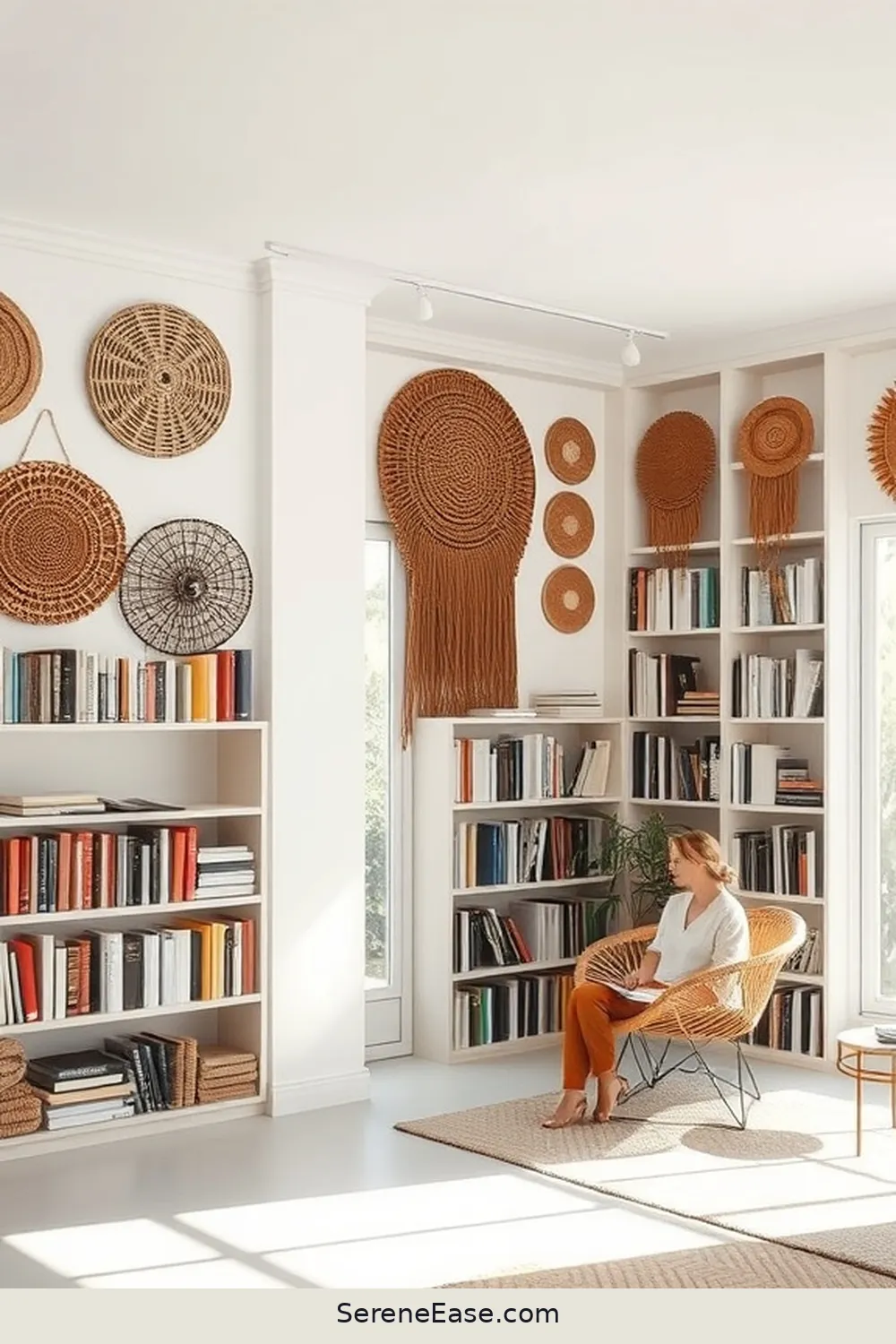 24 Ways to Incorporate Earth Tones in Minimalist Library Style 15 Incorporate Woven Wall Hangings for 24 Ways to Incorporate Earth Tones in Minimalist Library Style