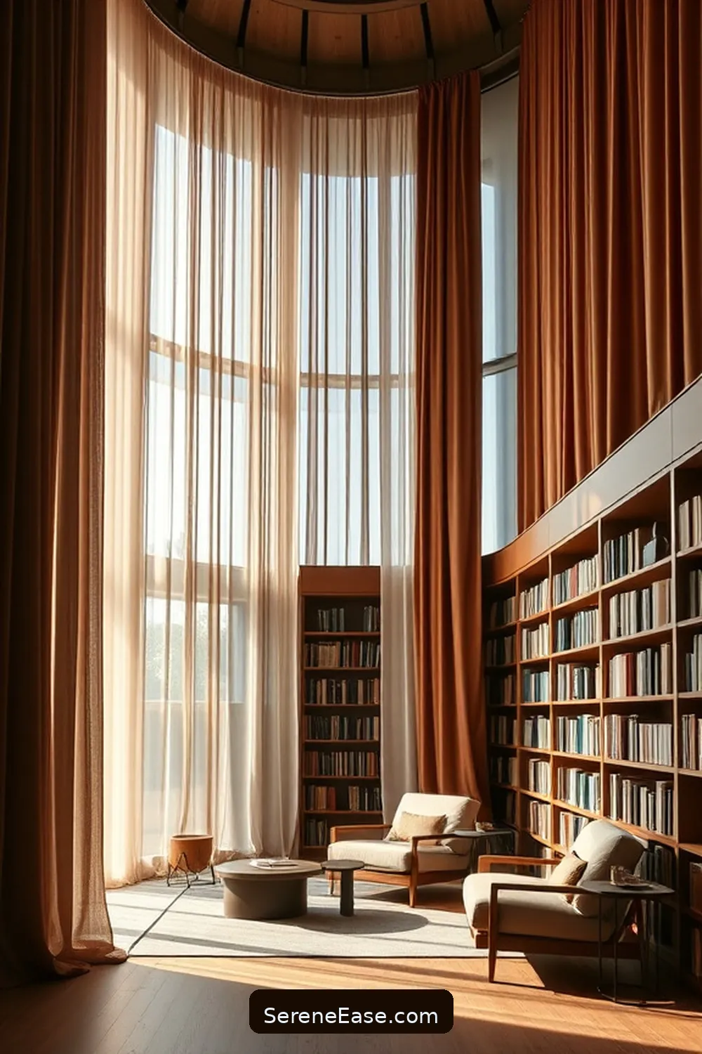 24 Ways to Incorporate Earth Tones in Minimalist Library Style 21 Utilize Earthy Colored Curtains for 24 Ways to Incorporate Earth Tones in Minimalist Library Style