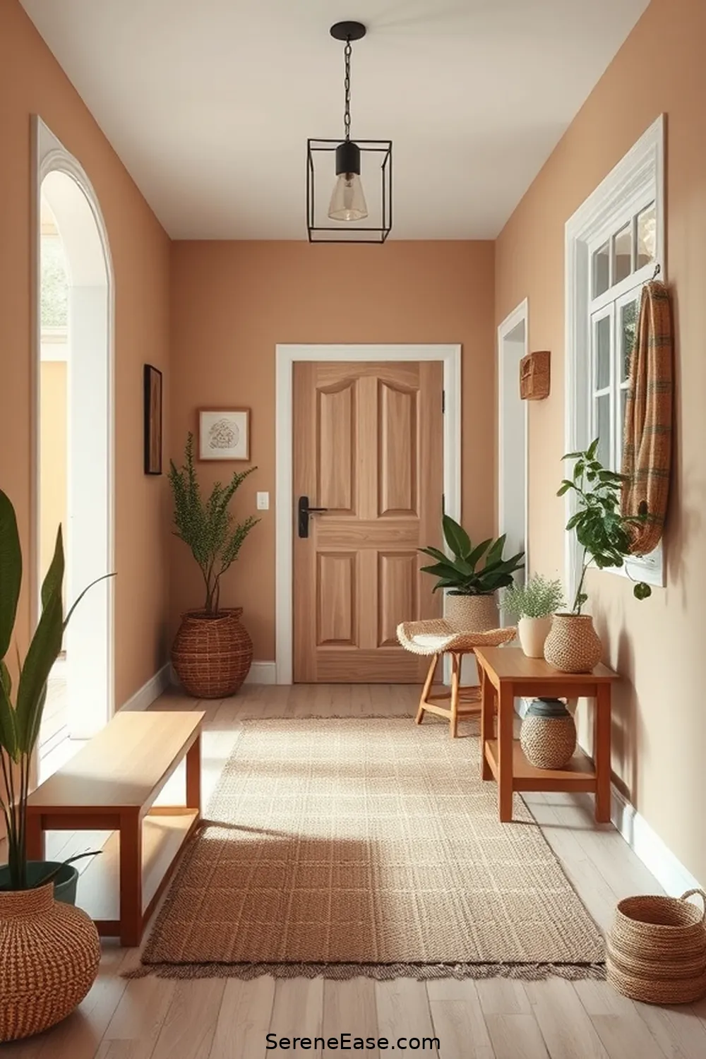 Add Natural Fiber Rugs for 24 Ways to Incorporate Earth Tones in Scandinavian Style Entryways
