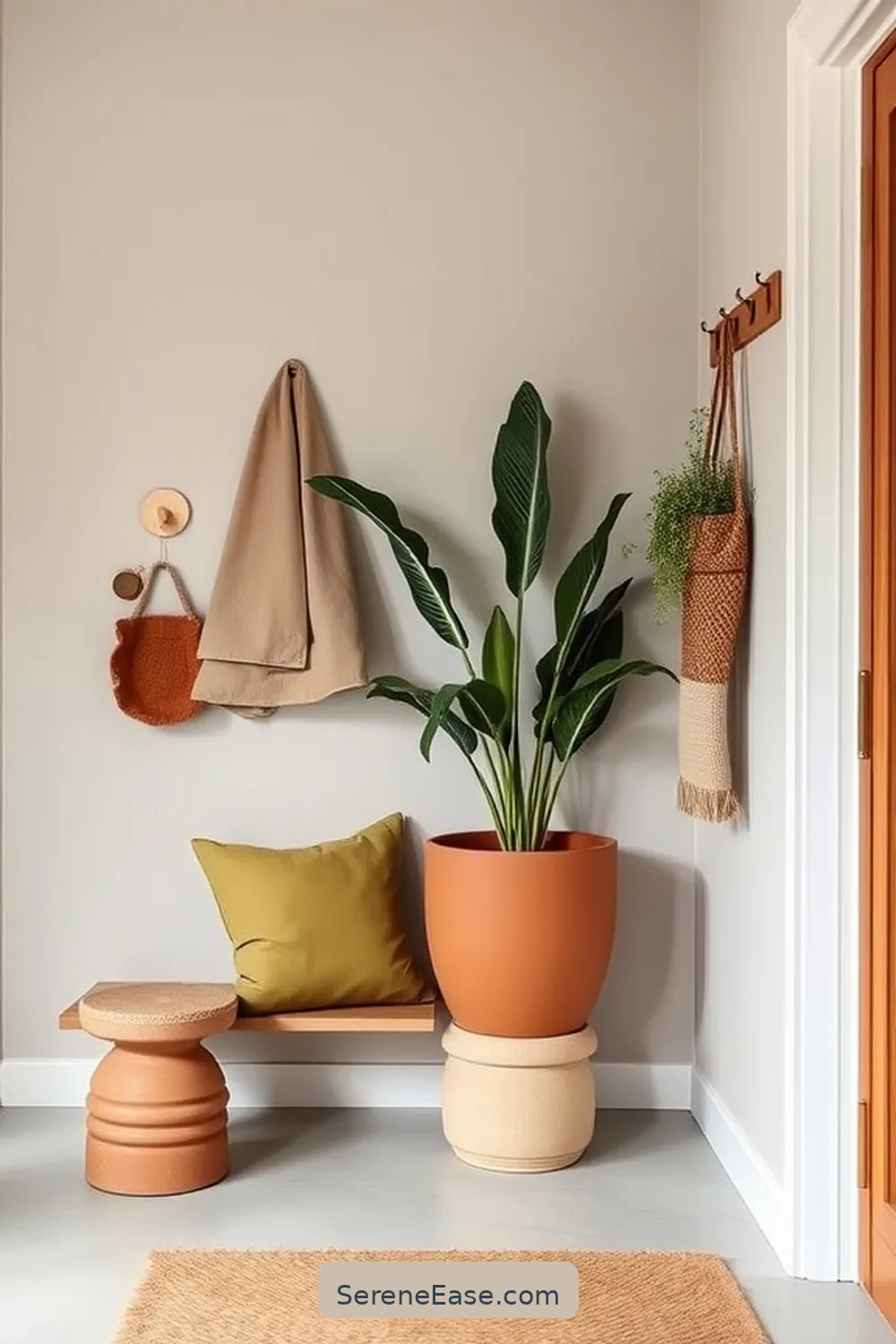 Choose Earthy Color Schemes for Accessories for 24 Ways to Incorporate Earth Tones in Scandinavian Style Entryways
