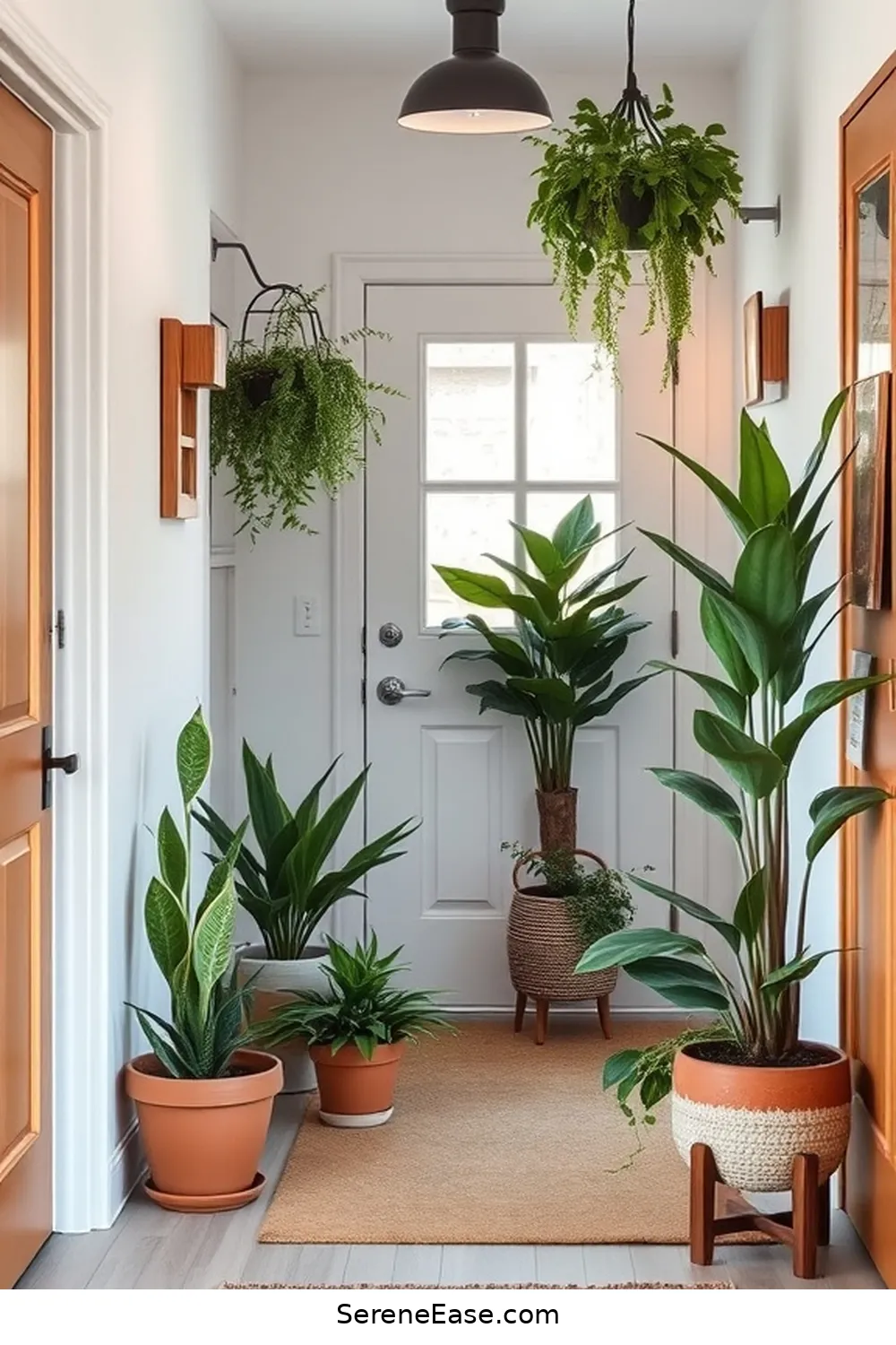 Introduce Greenery With Potted Plants for 24 Ways to Incorporate Earth Tones in Scandinavian Style Entryways