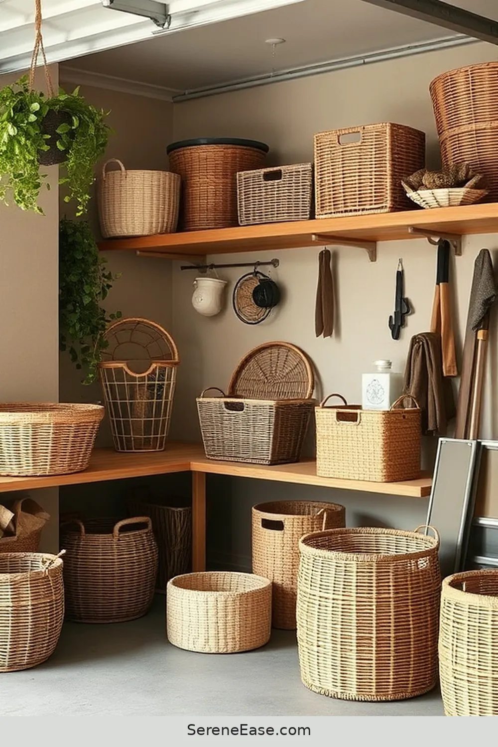 24 Ways to Incorporate Earth Tones in Scandinavian Style Garage 12 Use Rattan or Wicker Storage Solutions for 24 Ways to Incorporate Earth Tones in Scandinavian Style Garage