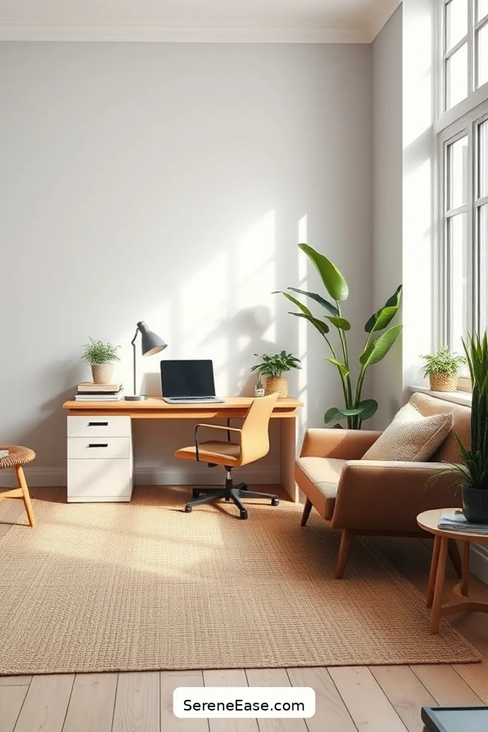 24 Ways to Incorporate Earth Tones in Your Scandinavian Style Home Office 5 Add Natural Fiber Rugs for 24 Ways to Incorporate Earth Tones in Your Scandinavian Style Home Office