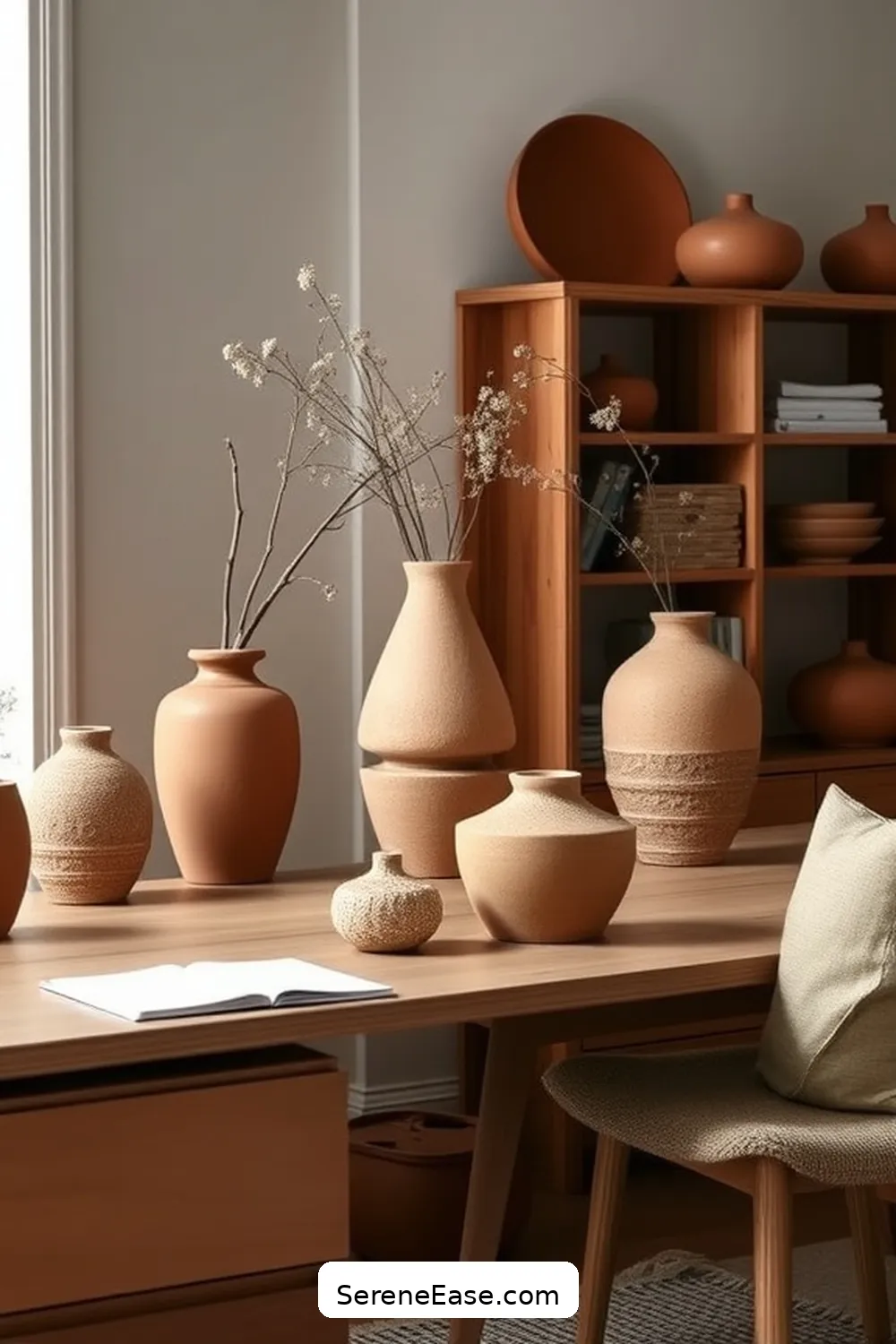 24 Ways to Incorporate Earth Tones in Your Scandinavian Style Home Office 16 Incorporate Clay and Ceramic Decor for 24 Ways to Incorporate Earth Tones in Your Scandinavian Style Home Office