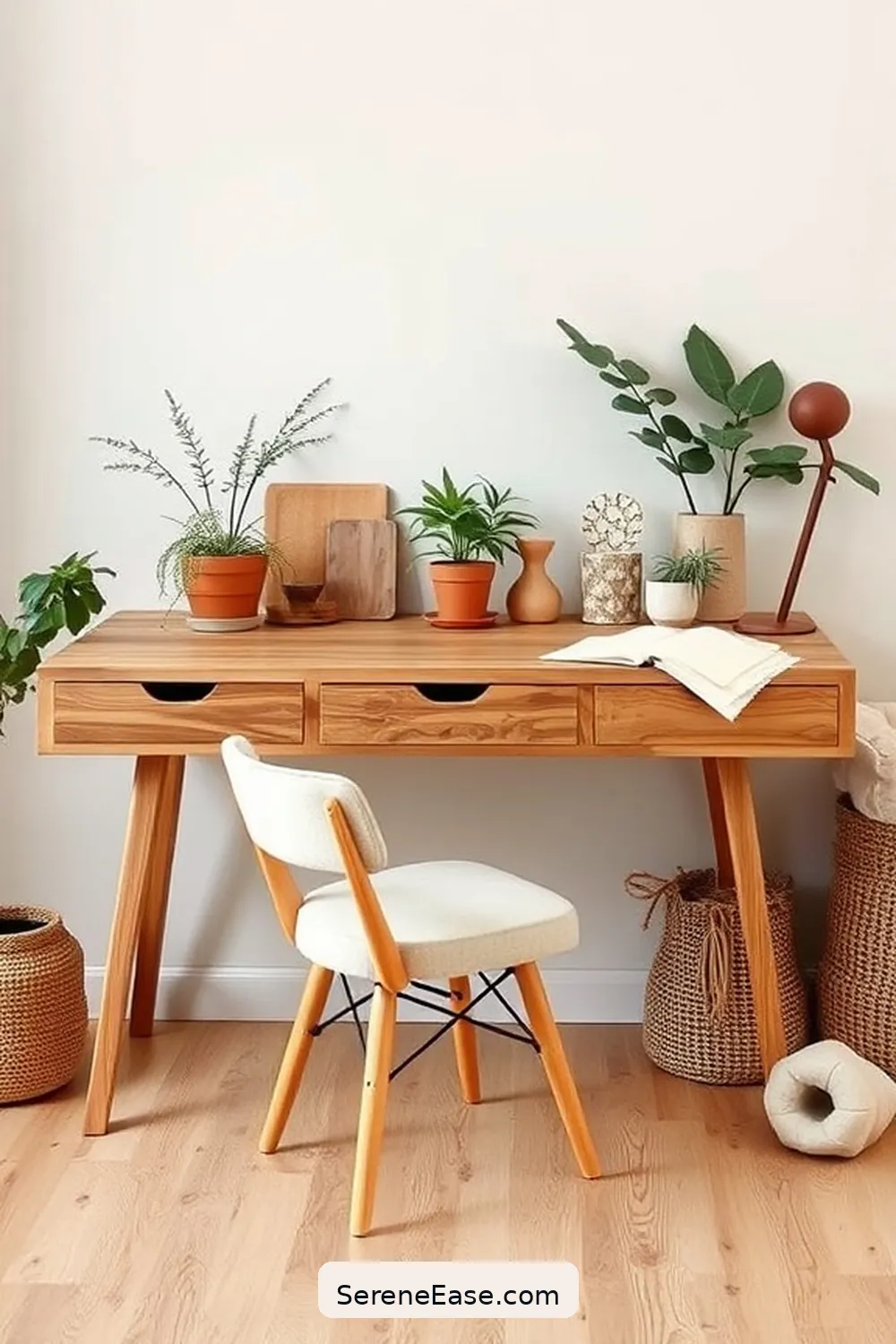 24 Ways to Incorporate Earth Tones in Your Scandinavian Style Home Office 20 Incorporate a Natural Wood Desk for 24 Ways to Incorporate Earth Tones in Your Scandinavian Style Home Office