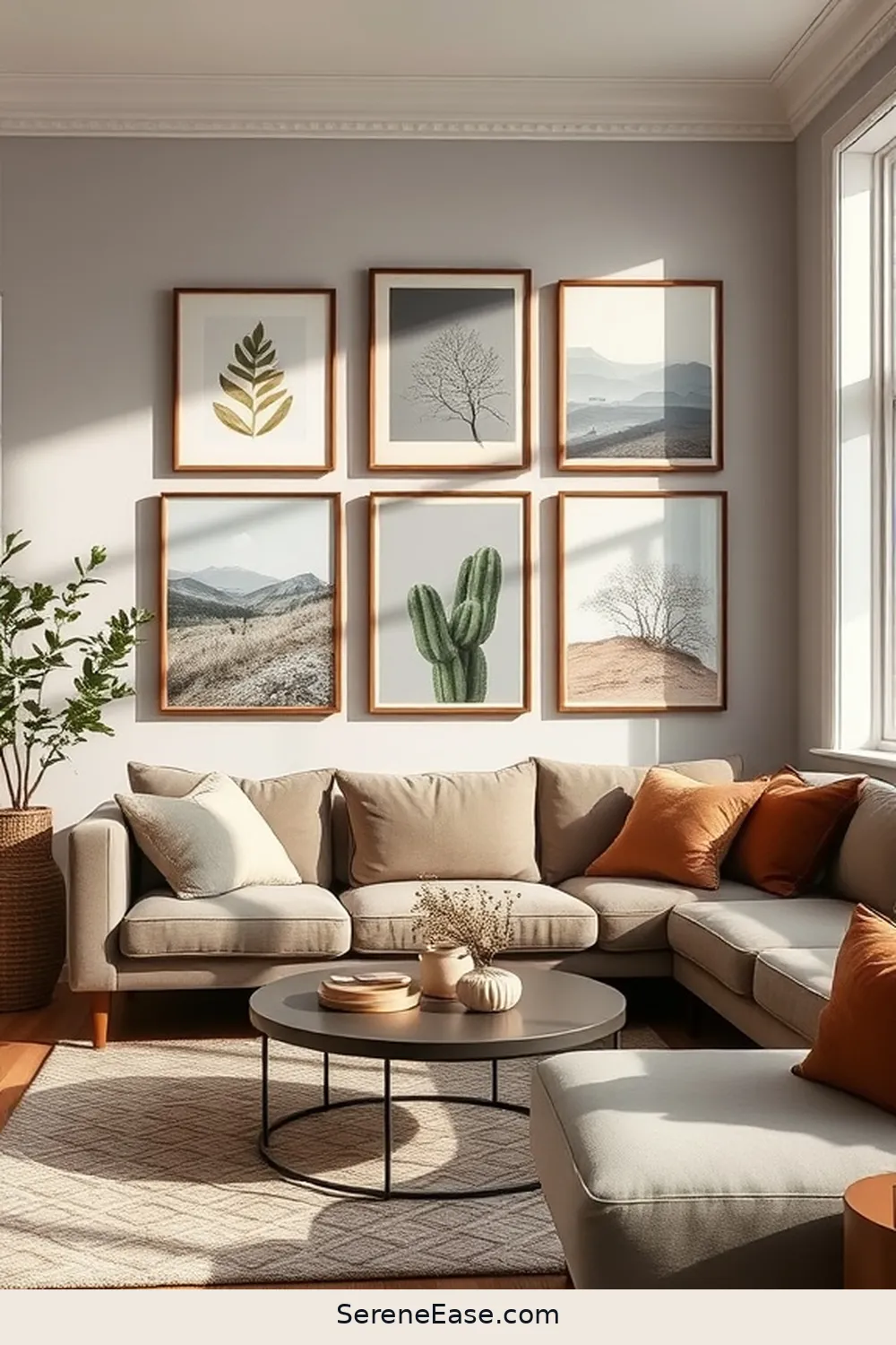 24 Ways to Incorporate Earth Tones in a Scandinavian Style Living Room 22 Create a Gallery Wall for 24 Ways to Incorporate Earth Tones in a Scandinavian Style Living Room