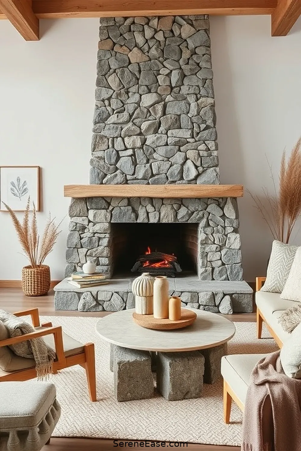 24 Ways to Incorporate Earth Tones in a Scandinavian Style Living Room 11 Use Natural Stone Elements for 24 Ways to Incorporate Earth Tones in a Scandinavian Style Living Room