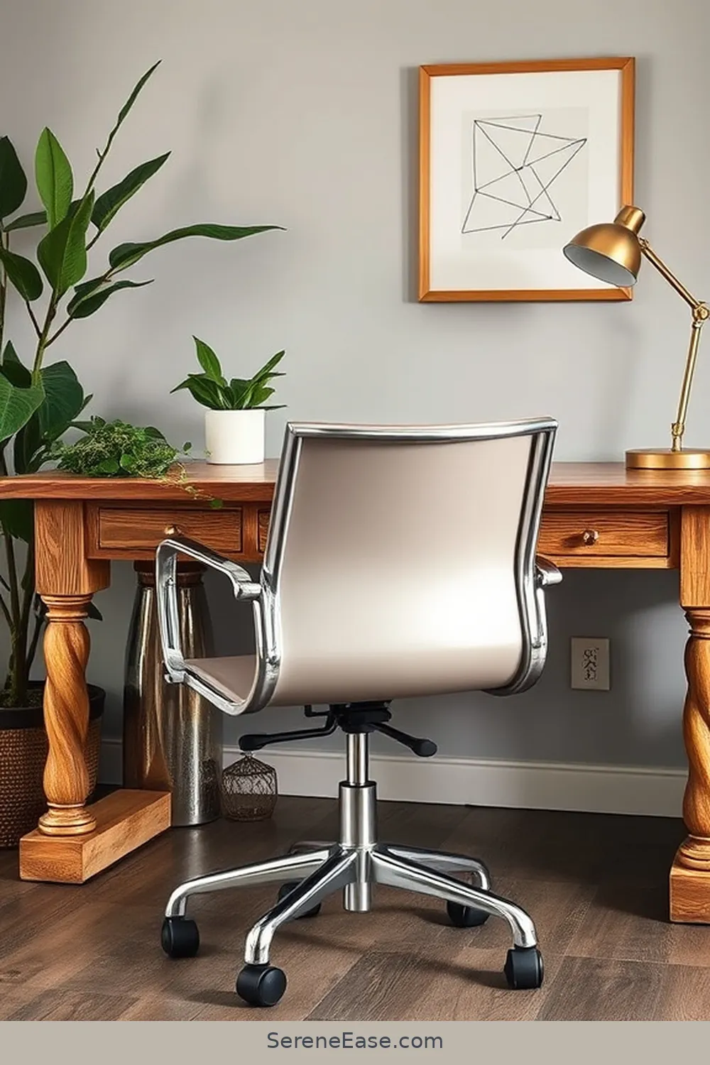 24 Ways to Incorporate Metallic Accents in a Modern Farmhouse Home Office Style 9 Chrome Office Chair for 24 Ways to Incorporate Metallic Accents in a Modern Farmhouse Home Office Style
