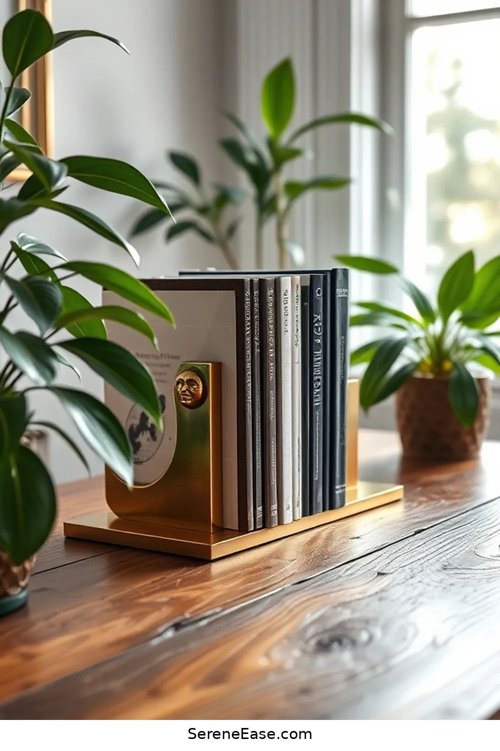 24 Ways to Incorporate Metallic Accents in a Modern Farmhouse Home Office Style 11 Decorative Metallic Bookends for 24 Ways to Incorporate Metallic Accents in a Modern Farmhouse Home Office Style