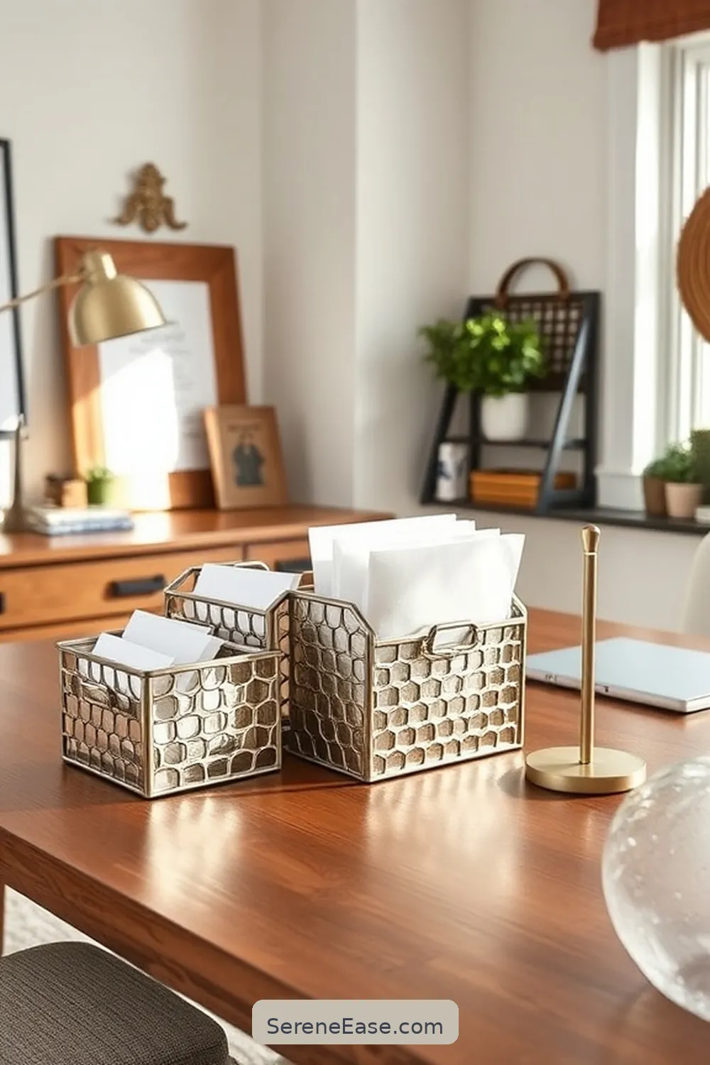 24 Ways to Incorporate Metallic Accents in a Modern Farmhouse Home Office Style 19 Metallic Letter Organization for 24 Ways to Incorporate Metallic Accents in a Modern Farmhouse Home Office Style