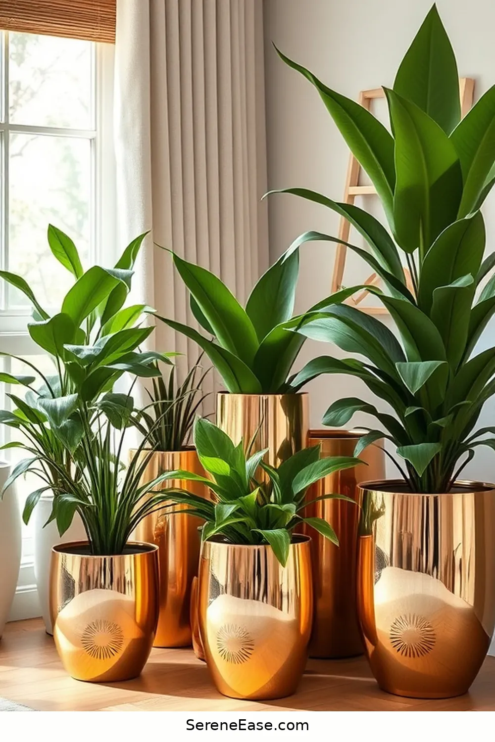 24 Ways to Incorporate Metallic Accents in a Modern Farmhouse Home Office Style 21 Metallic Plant Pots for 24 Ways to Incorporate Metallic Accents in a Modern Farmhouse Home Office Style