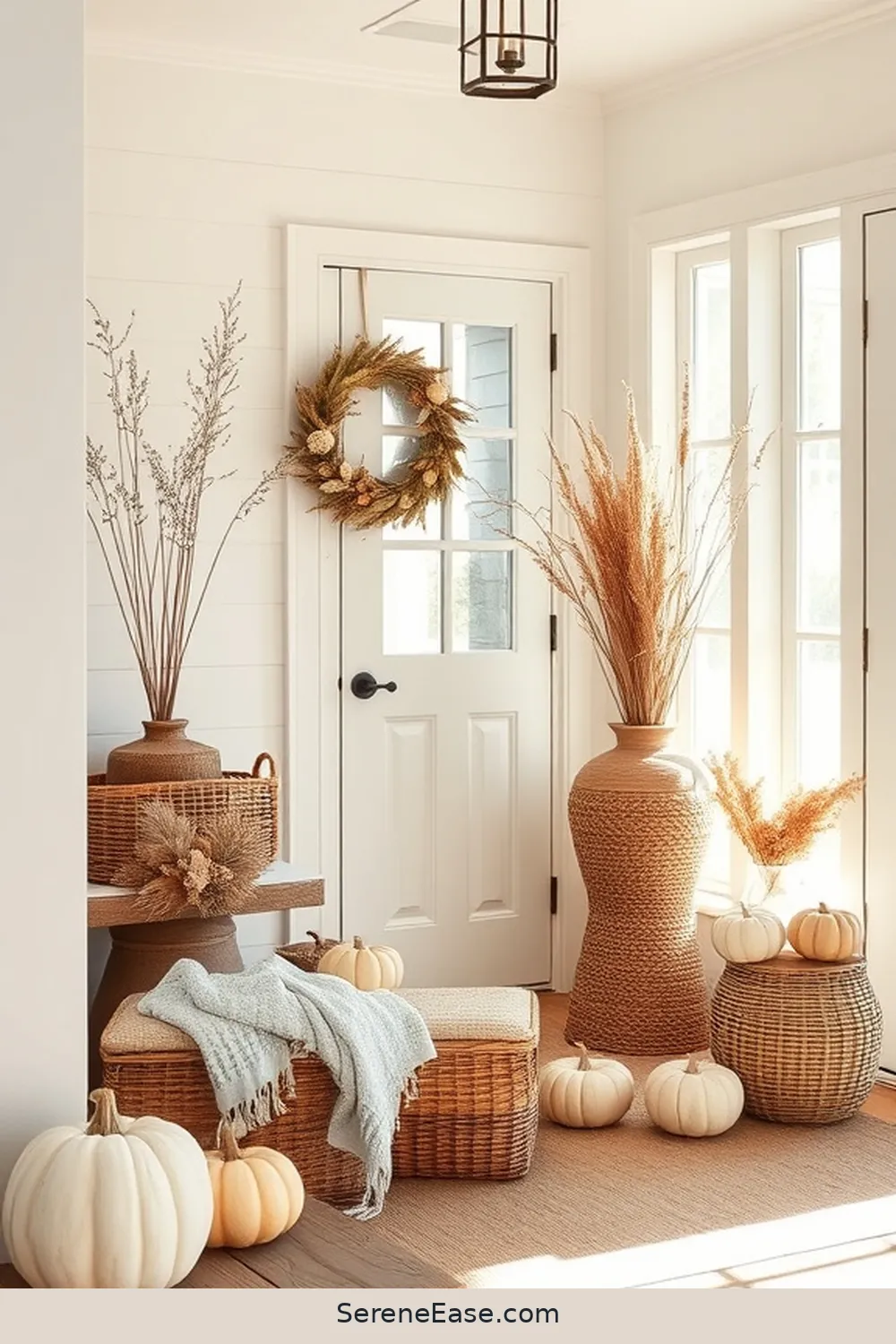 24 Ways to Incorporate Neutral Tones in a Modern Farmhouse Entryway Style 24 Add Seasonal Decor With Neutral Accents for 24 Ways to Incorporate Neutral Tones in a Modern Farmhouse Entryway Style