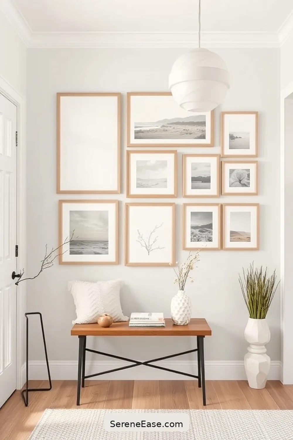 24 Ways to Incorporate Neutral Tones in a Modern Farmhouse Entryway Style 13 Create a Gallery Wall With Neutral Frames for 24 Ways to Incorporate Neutral Tones in a Modern Farmhouse Entryway Style