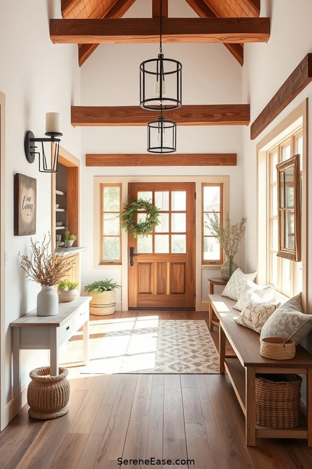24 Ways to Incorporate Neutral Tones in a Modern Farmhouse Entryway Style 4 Incorporate Wooden Elements for 24 Ways to Incorporate Neutral Tones in a Modern Farmhouse Entryway Style