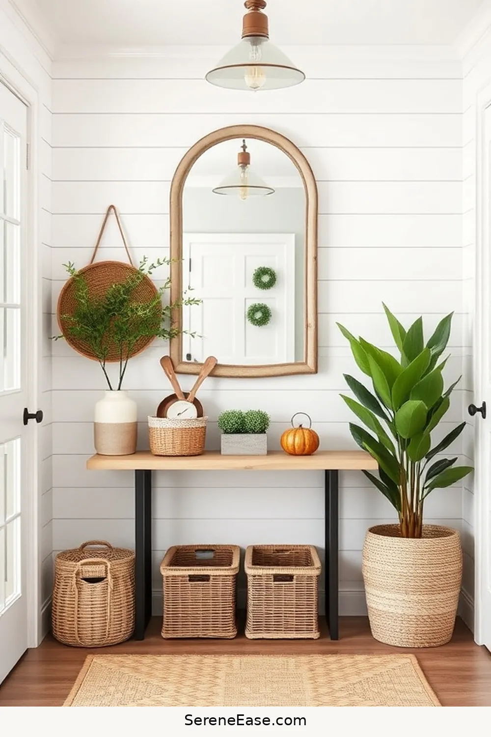 24 Ways to Incorporate Neutral Tones in a Modern Farmhouse Entryway Style 11 Install a Shiplap Accent Wall for 24 Ways to Incorporate Neutral Tones in a Modern Farmhouse Entryway Style