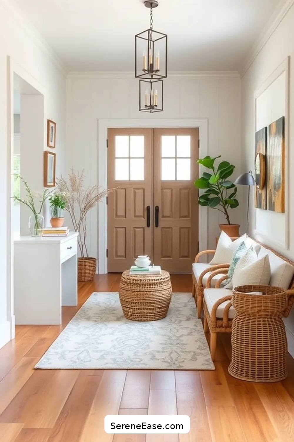 24 Ways to Incorporate Neutral Tones in a Modern Farmhouse Entryway Style 5 Use Neutral-Colored Furniture for 24 Ways to Incorporate Neutral Tones in a Modern Farmhouse Entryway Style