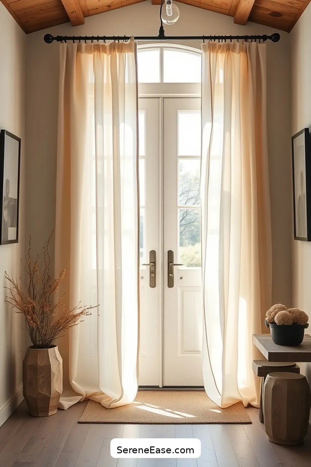 24 Ways to Incorporate Neutral Tones in a Modern Farmhouse Entryway Style 19 Use Neutral Curtains or Blinds for 24 Ways to Incorporate Neutral Tones in a Modern Farmhouse Entryway Style
