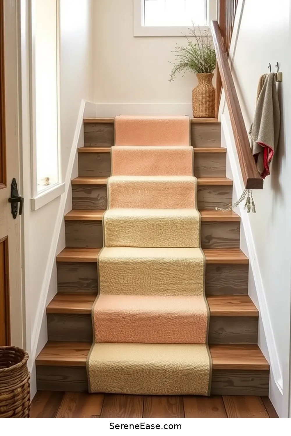 24 Ways to Incorporate Pastels in Rustic Entryway Style 22 Charming Pastel Stair Runners for 24 Ways to Incorporate Pastels in Rustic Entryway Style
