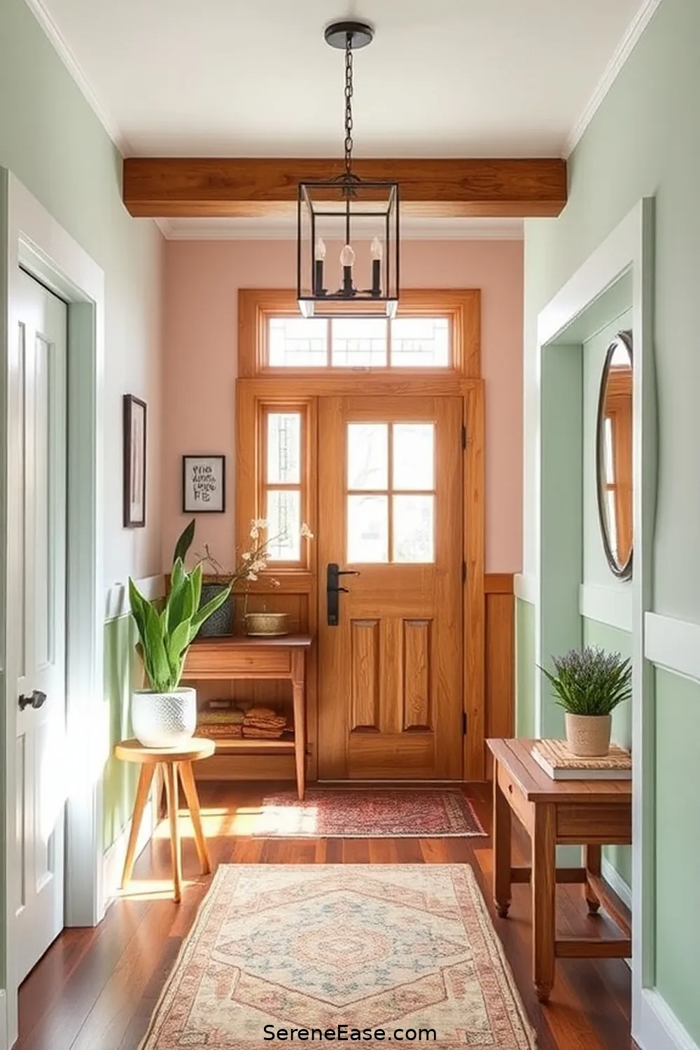 24 Ways to Incorporate Pastels in Rustic Entryway Style 3 Pastel Accent Wall With Wood Paneling for 24 Ways to Incorporate Pastels in Rustic Entryway Style