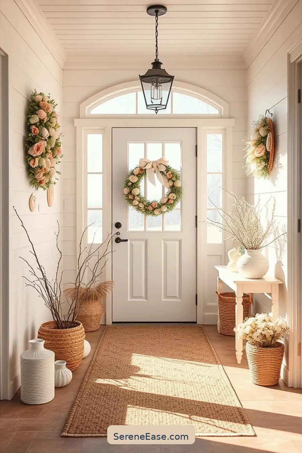 24 Ways to Incorporate Pastels in Your Coastal Entryway Style 25 Integrate Pastel Wreaths or Seasonal Decor for 24 Ways to Incorporate Pastels in Your Coastal Entryway Style