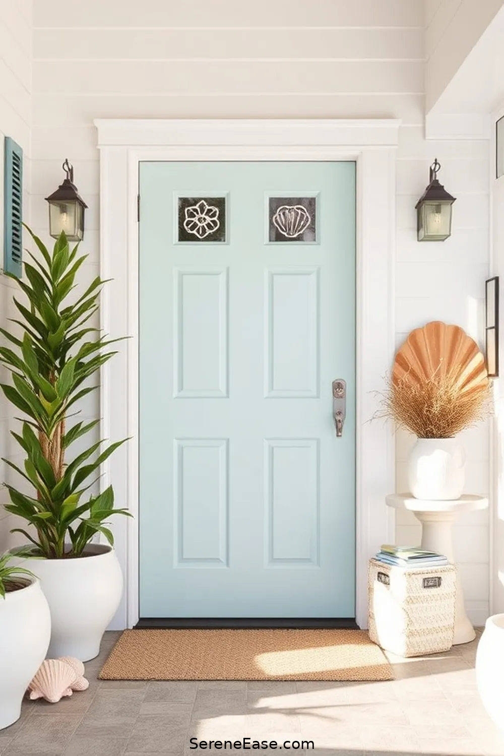 24 Ways to Incorporate Pastels in Your Coastal Entryway Style 3 Paint the Front Door in a Light Hue for 24 Ways to Incorporate Pastels in Your Coastal Entryway Style