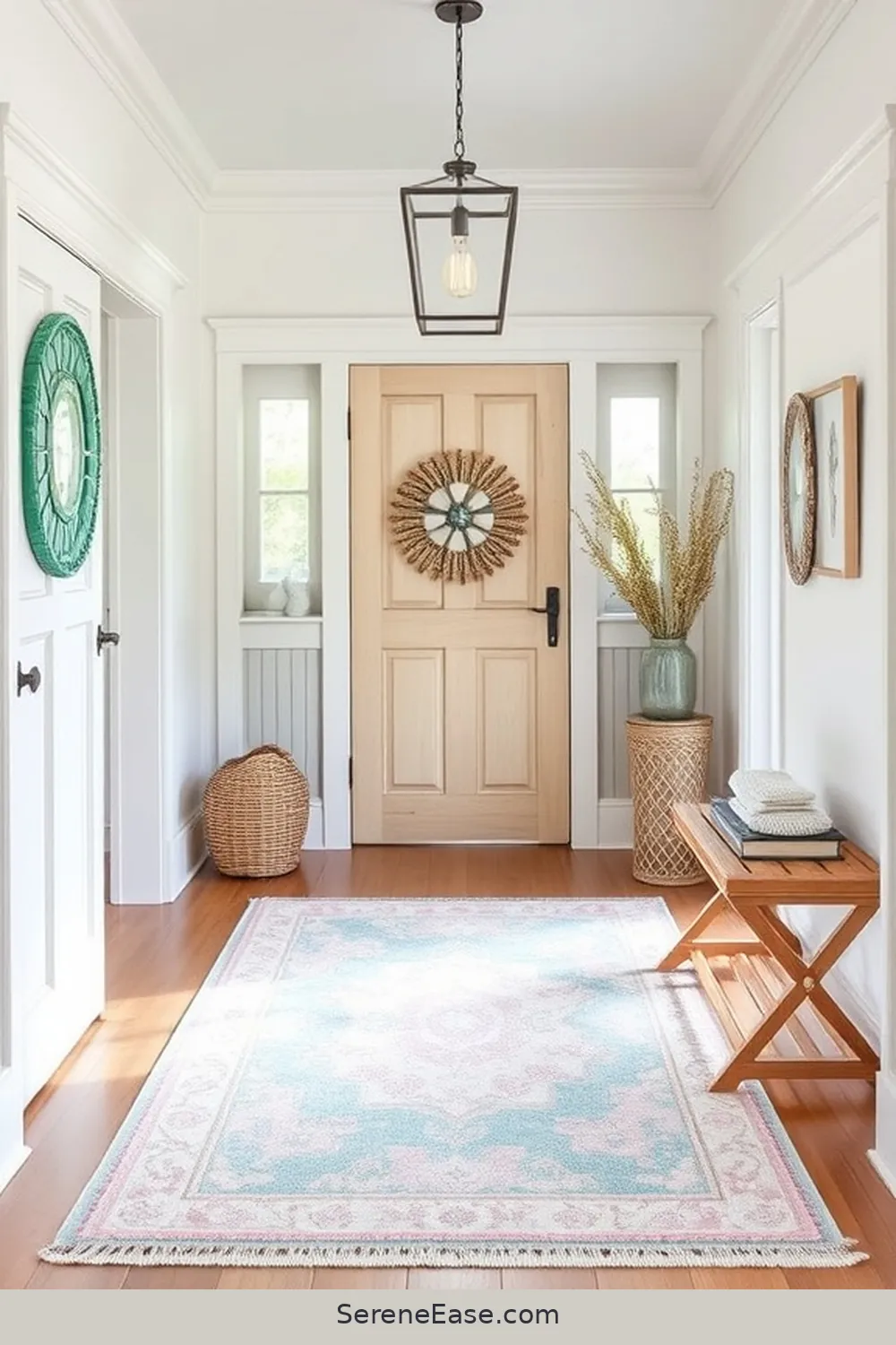 24 Ways to Incorporate Pastels in Your Coastal Entryway Style 6 Use Pastel Area Rugs for 24 Ways to Incorporate Pastels in Your Coastal Entryway Style