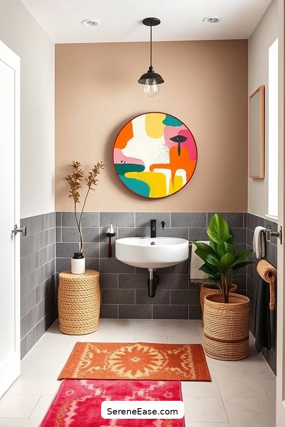 24 Ways to Infuse Bold and Bright Colors in Scandinavian Style Bathrooms 9 Artistic Wall Art for 24 Ways to Infuse Bold and Bright Colors in Scandinavian Style Bathrooms