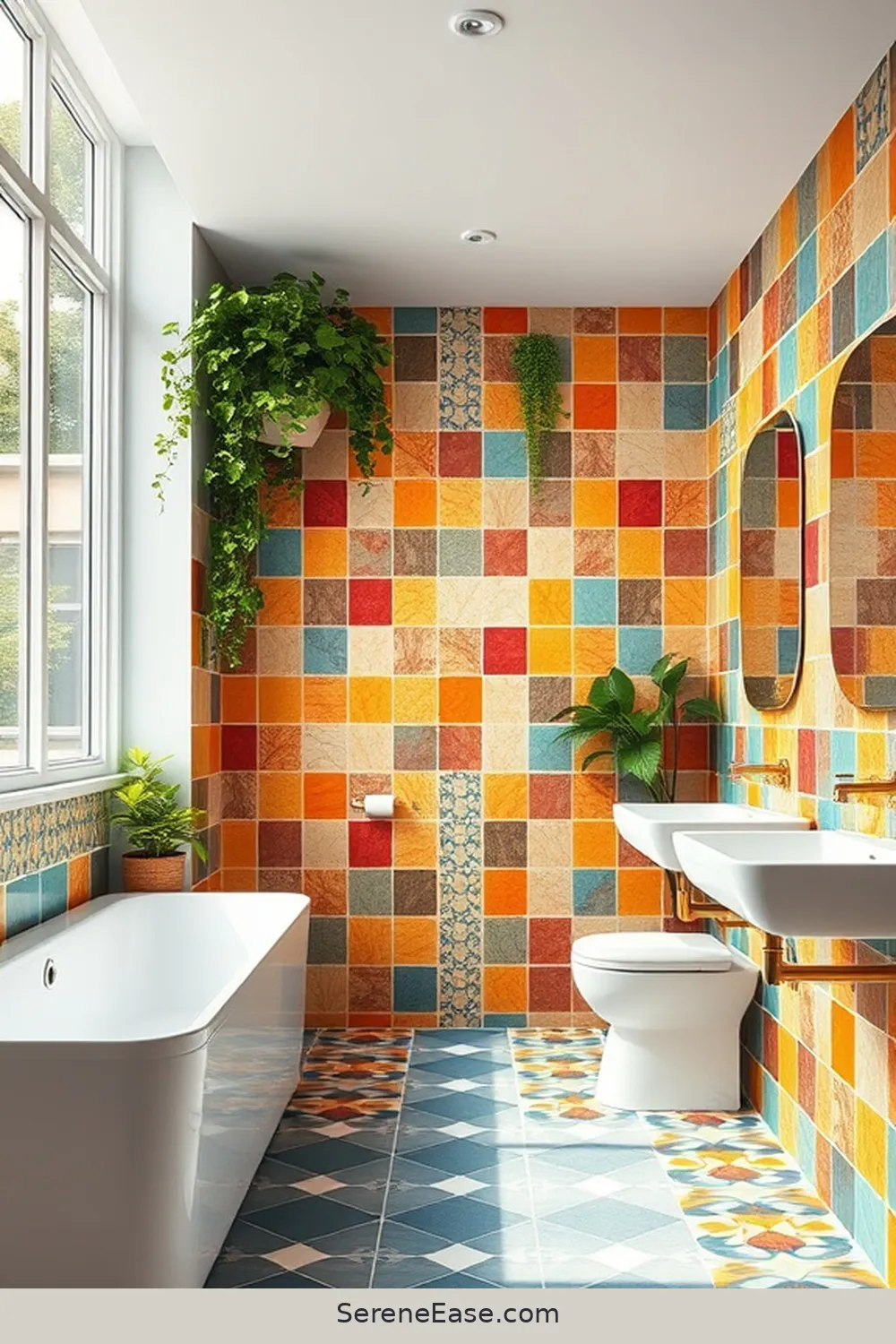 24 Ways to Infuse Bold and Bright Colors in Scandinavian Style Bathrooms 2 Brightly Colored Tiles for 24 Ways to Infuse Bold and Bright Colors in Scandinavian Style Bathrooms