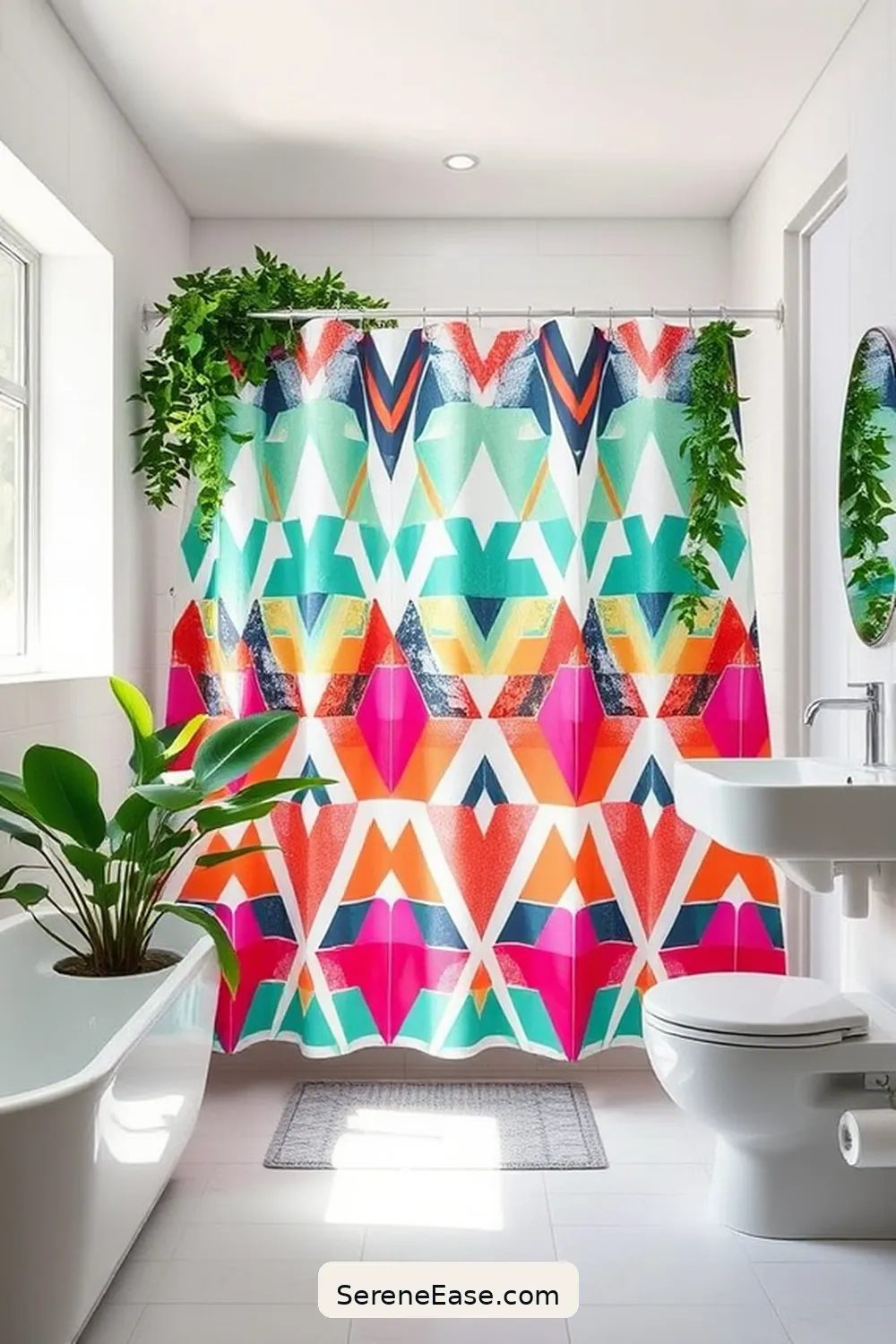 24 Ways to Infuse Bold and Bright Colors in Scandinavian Style Bathrooms 5 Colorful Shower Curtains for 24 Ways to Infuse Bold and Bright Colors in Scandinavian Style Bathrooms