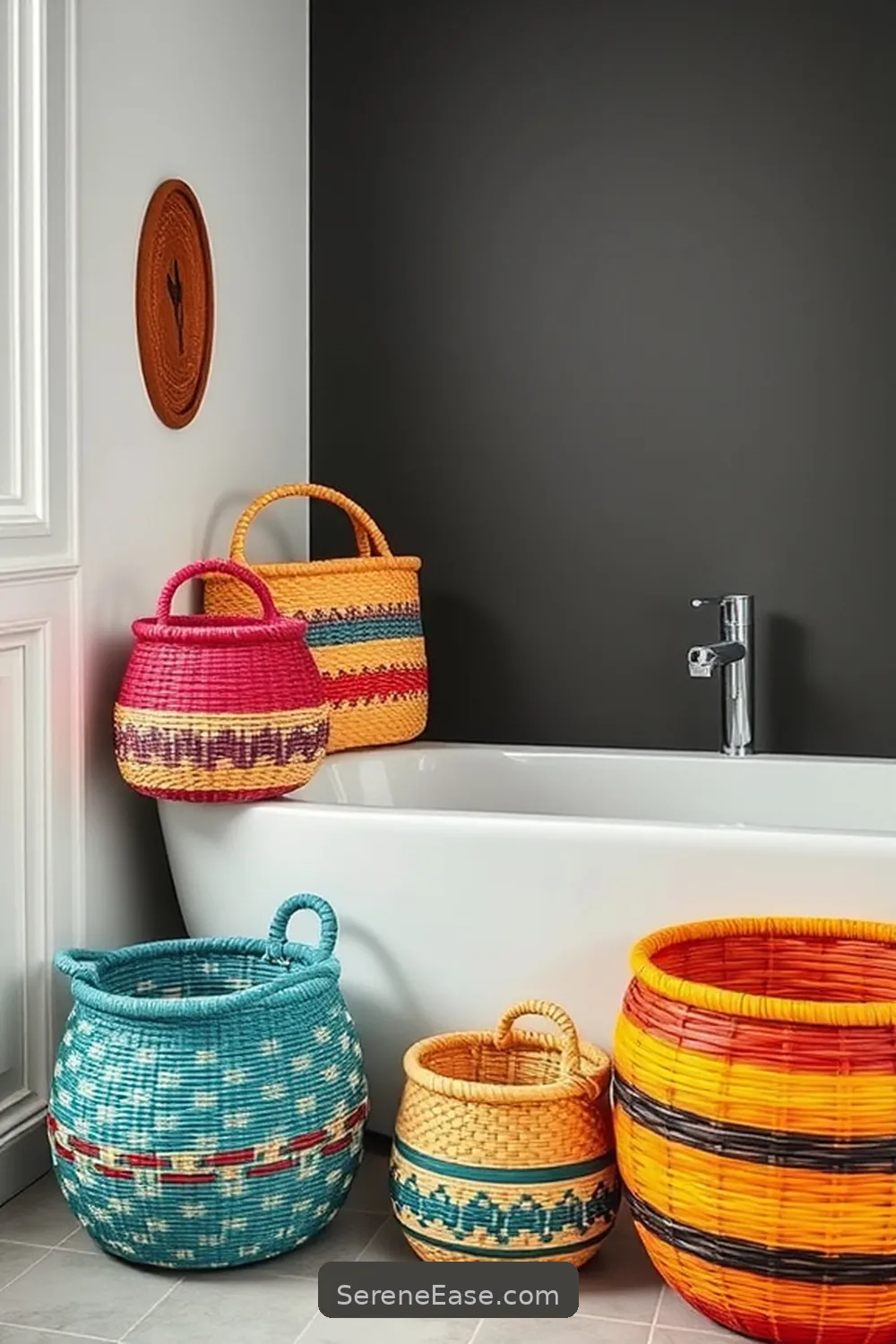 24 Ways to Infuse Bold and Bright Colors in Scandinavian Style Bathrooms 23 Eye-Catching Baskets for 24 Ways to Infuse Bold and Bright Colors in Scandinavian Style Bathrooms