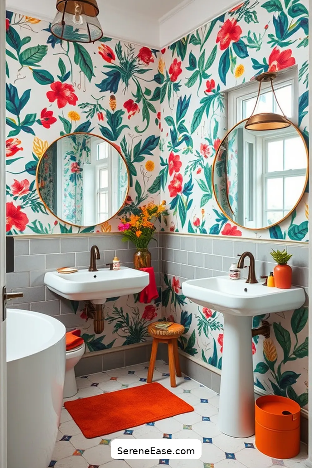 24 Ways to Infuse Bold and Bright Colors in Scandinavian Style Bathrooms 18 Fun Wallpaper Patterns for 24 Ways to Infuse Bold and Bright Colors in Scandinavian Style Bathrooms