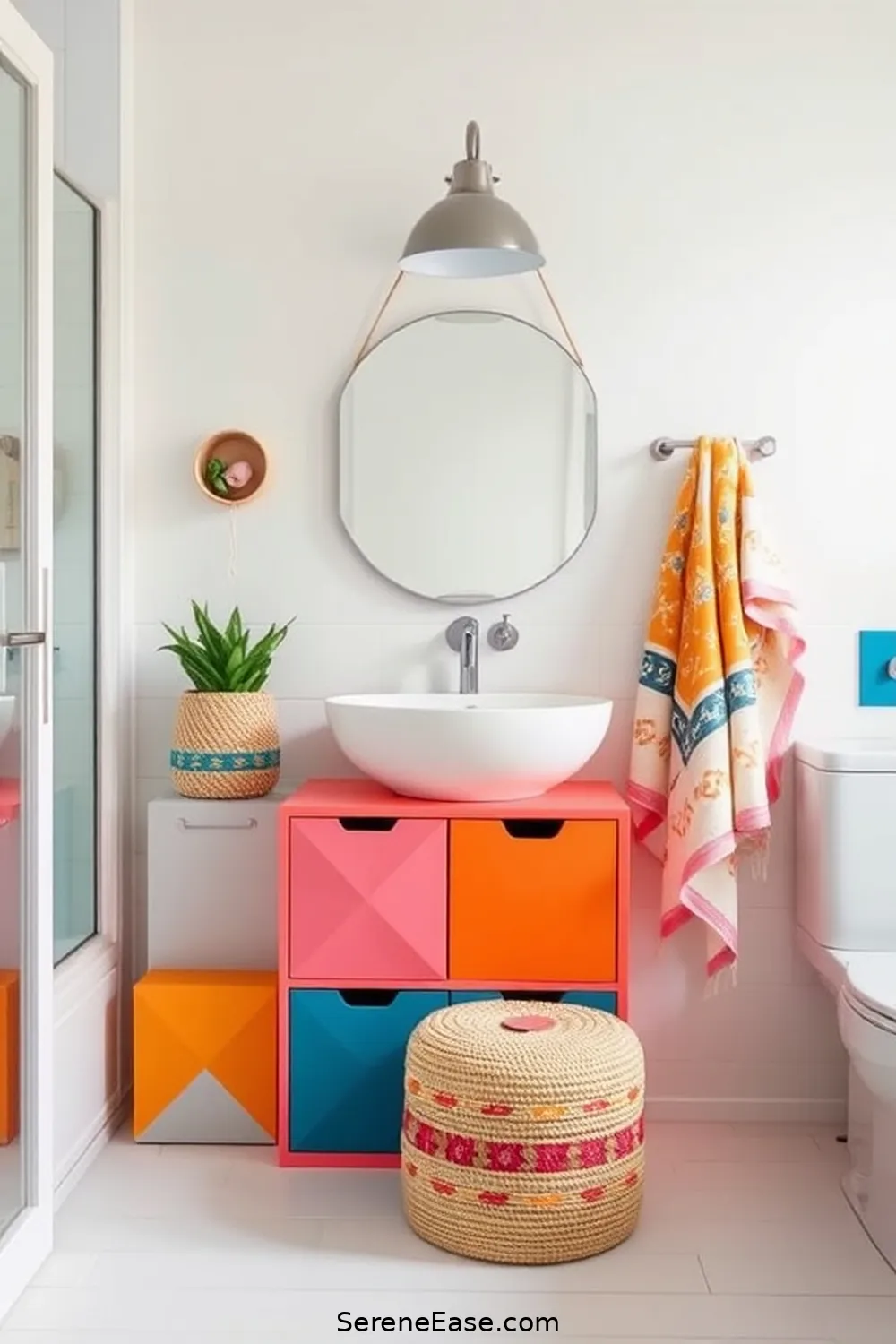 24 Ways to Infuse Bold and Bright Colors in Scandinavian Style Bathrooms 12 Funky Storage Solutions for 24 Ways to Infuse Bold and Bright Colors in Scandinavian Style Bathrooms