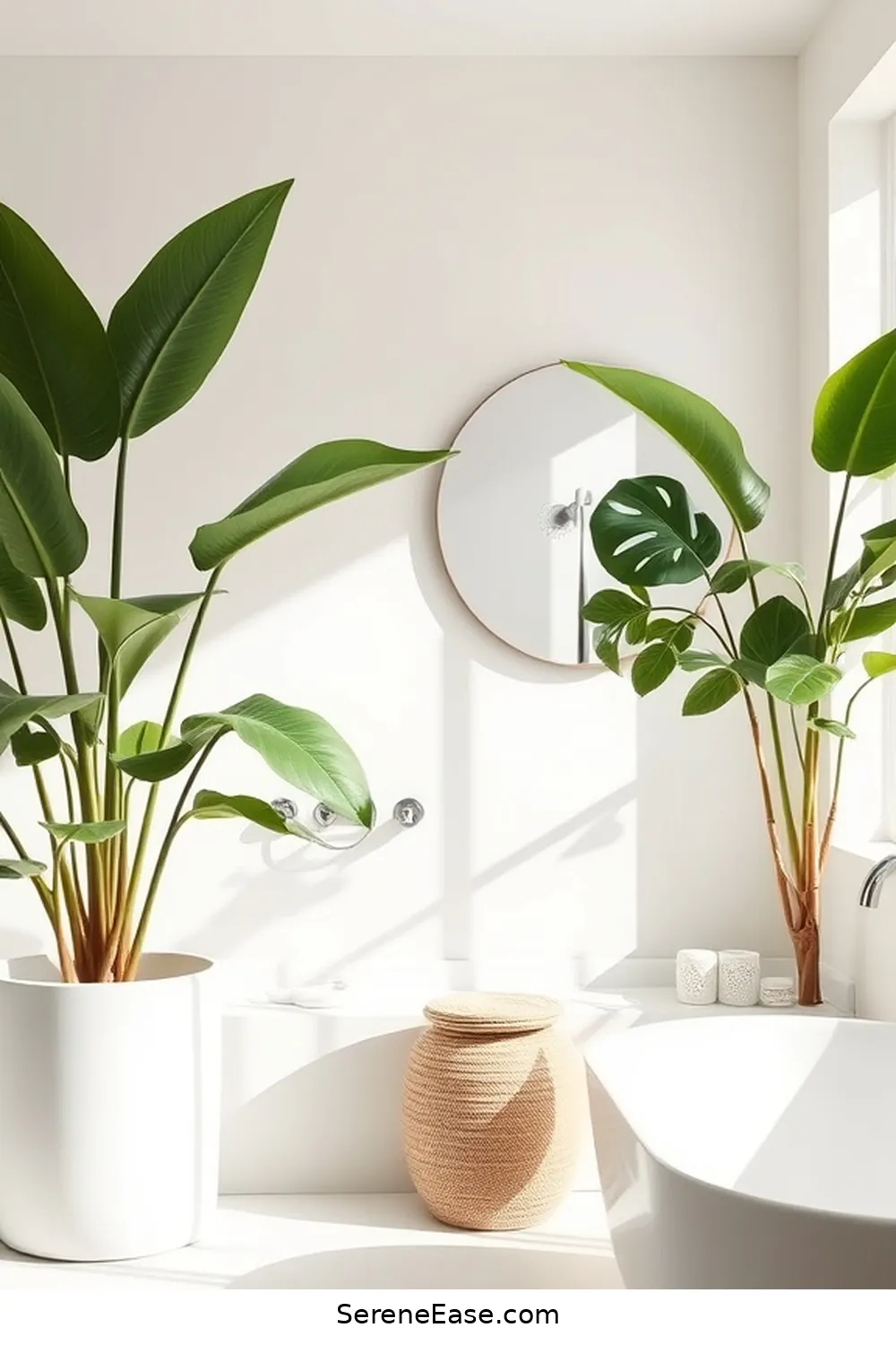 24 Ways to Use Neutral Tones in Scandinavian Style Bathrooms 13 Add Greenery With Potted Plants for 24 Ways to Use Neutral Tones in Scandinavian Style Bathrooms