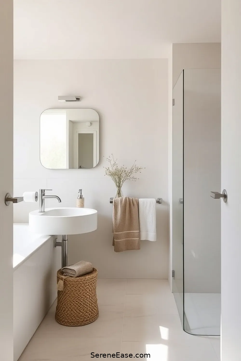 24 Ways to Use Neutral Tones in Scandinavian Style Bathrooms 19 Use Simple, Clean Lines in Design for 24 Ways to Use Neutral Tones in Scandinavian Style Bathrooms