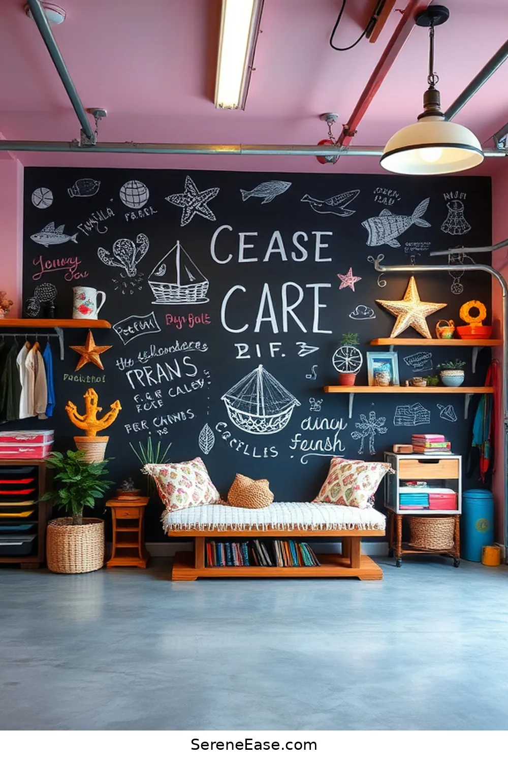 25 Bold and Bright Coastal Style Ideas for Your Garage 21 Add a Chalkboard Wall for 25 Bold and Bright Coastal Style Ideas for Your Garage